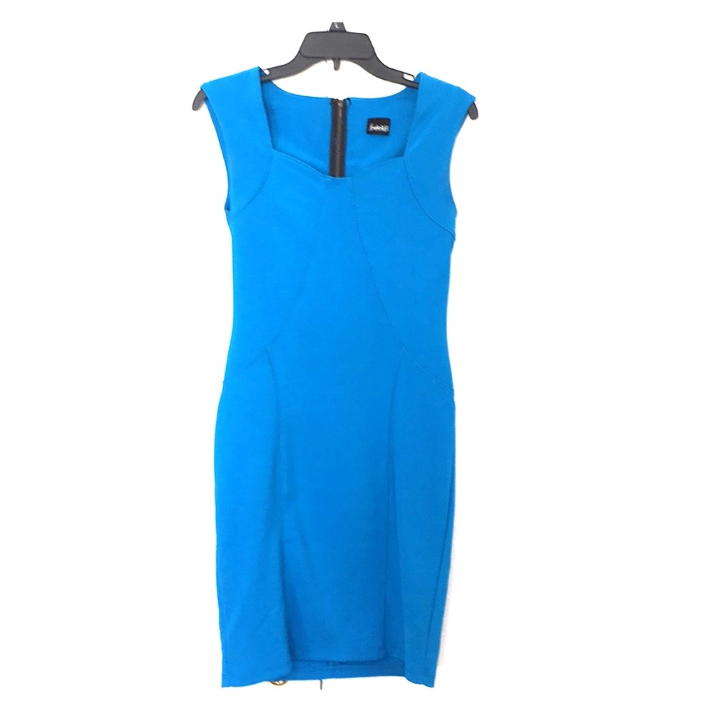 Electric blue body con sleeveless dress
